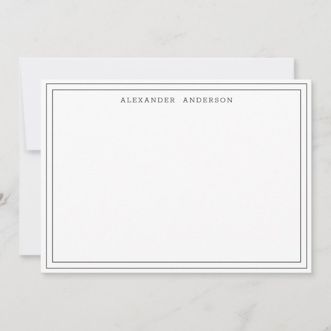 Carte De Correspondance Noir blanc moderne Professionnel Double bordure (Devant)