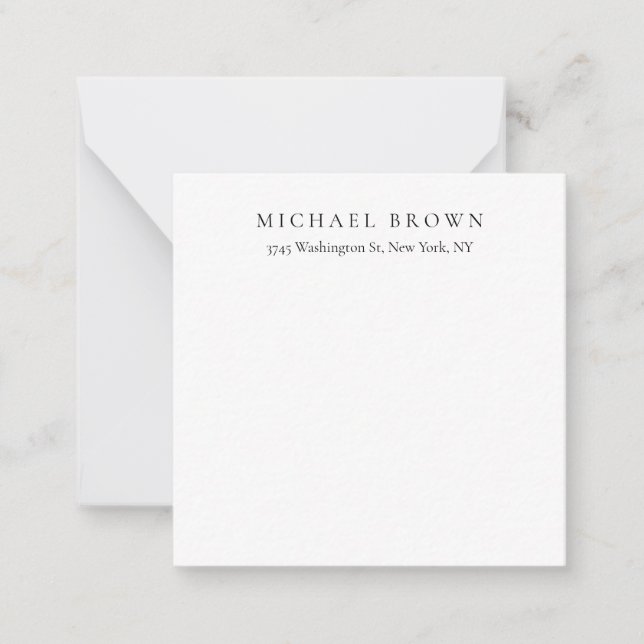Carte De Correspondance Noir Blanc Unique Classique Élégant Plain (Devant)