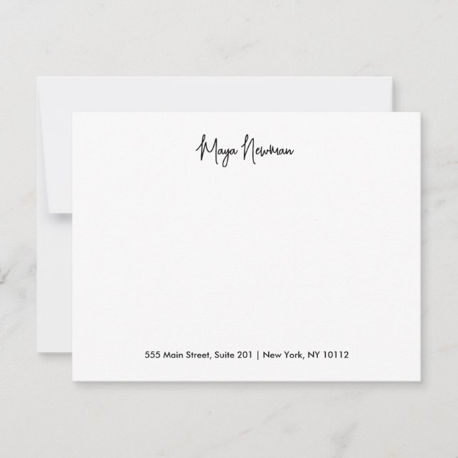 CARTE DE CORRESPONDANCE NOIR CLASSIQUE SIGNATURE CHIC NOM DU MONOGRAM (Devant)