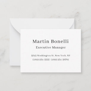 Carte De Correspondance Noir et blanc tendance minimal simple