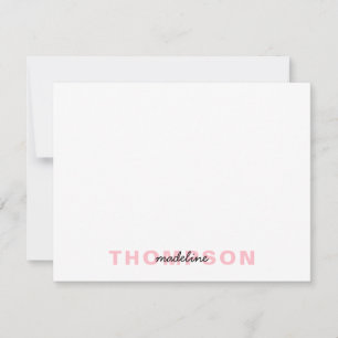 Carte De Correspondance Noir moderne Blush rose Nom minimaliste Script
