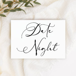 Carte De Correspondance Noir Moderne Simple Script Couple Date Nuit