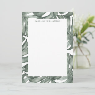 Carte De Correspondance Nom botanique du feuillage de Monstera vert aquare