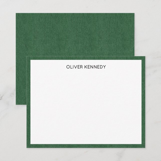 Carte De Correspondance Nom || Cadre en denim vert forêt riche imprimé (Devant / Derrière)