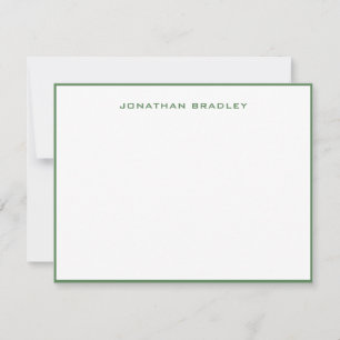 Carte De Correspondance Nom complet en majuscules avec bordure vert sauge