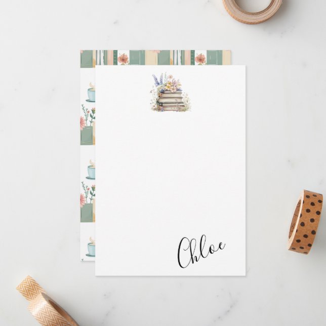 Carte De Correspondance Nom customisé du ver de livre (Devant/Arrière en situation)