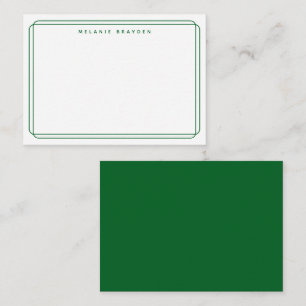 Carte De Correspondance Nom de bordure de forêt verte à double courbe mini