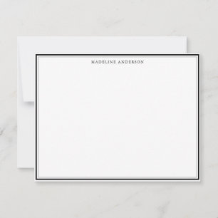 Carte De Correspondance Nom de bordure noir épais et fin classique