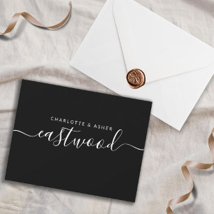 Carte De Correspondance Nom de couple blanc sur noir