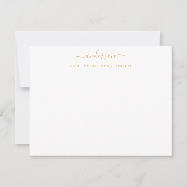 Carte De Correspondance Nom de famille Faux Gold Script Calligraphy (Devant)