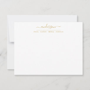 Carte De Correspondance Nom de famille Faux Gold Script Calligraphy