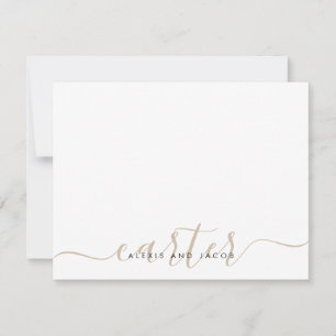 Carte De Correspondance Nom de famille Mariage clair Beige Brown Script
