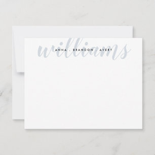 Carte De Correspondance Nom de famille Mariage Couple Silver Grey Script