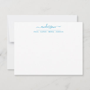 Carte De Correspondance Nom de famille Ocean Blue Script Calligraphy