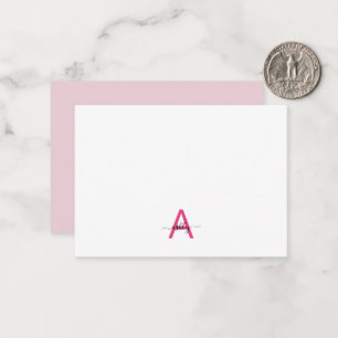 Carte De Correspondance Nom de monogramme de script minimaliste rose chaud