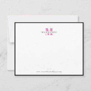 Carte De Correspondance Nom de monogramme simple en lettres grasses rose c