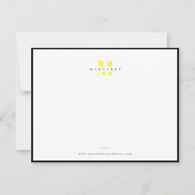 Carte De Correspondance Nom de monogramme simple lettre jaune chic (Devant)