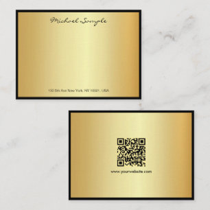 Carte De Correspondance Nom de script manuscrit personnalisé QR Code Or