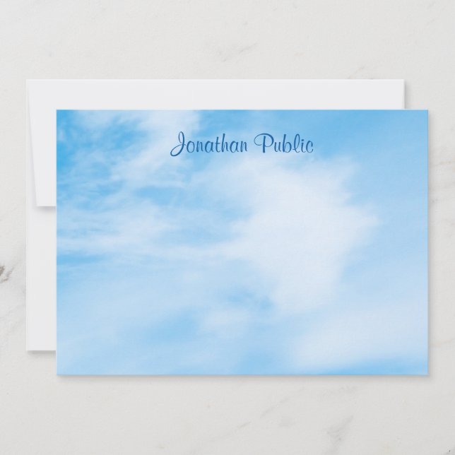 Carte De Correspondance Nom de script manuscrit tendance Blue Sky Clouds (Devant)