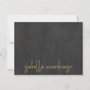 Carte De Correspondance Nom de script minimaliste Gold Gris de charbon noi