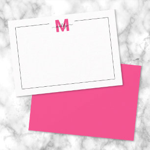 Carte De Correspondance Nom de script monogramme Black Pink