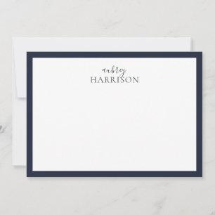 Carte De Correspondance Nom d'écriture simple et moderne Navy Blue