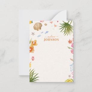 Carte De Correspondance Nom des fleurs et des coquillages côtiers tropicau
