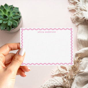 Carte De Correspondance Nom du monogramme de bordure rose minimaliste mode