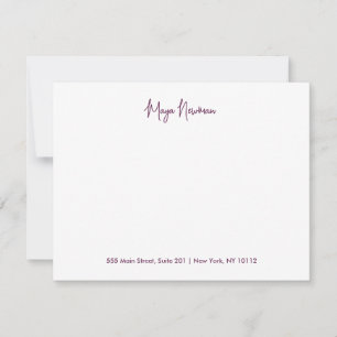 CARTE DE CORRESPONDANCE NOM DU MONOGRAMME DE SIGNATURE PURPLE PLUM