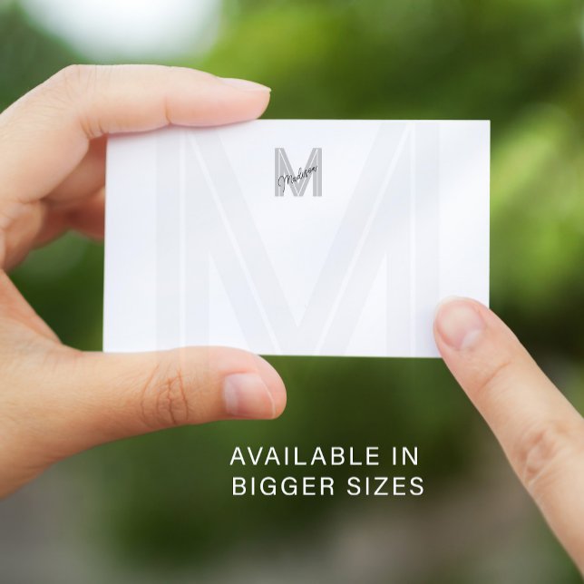 Carte De Correspondance Nom du monogramme noir et blanc (Créateur téléchargé)