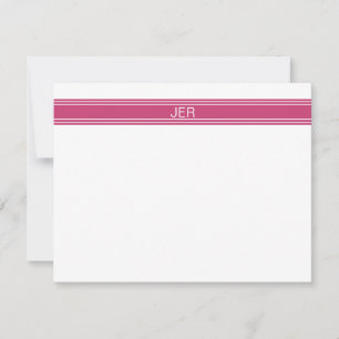 Carte De Correspondance Nom du monogramme personnalisé rose vif Initiales