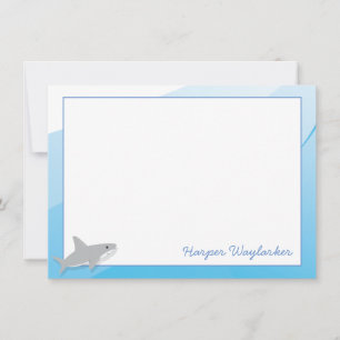 Carte De Correspondance Nom du requin gris gris blanc bleu caricature
