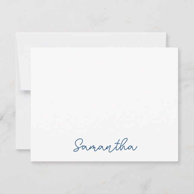 Carte De Correspondance Nom du script bleu de la marine chic (Devant)