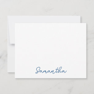 Carte De Correspondance Nom du script bleu de la marine chic