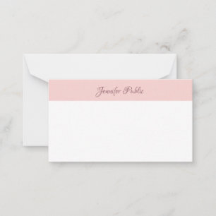 Carte De Correspondance Nom du script calqué Moderne Rosé rose blanc