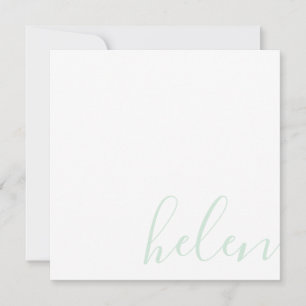 Carte De Correspondance Nom du script Pastel personnalisé Mint vert