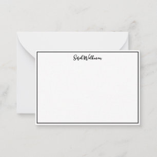 Carte De Correspondance Nom et blanc noir et blanc minimaliste