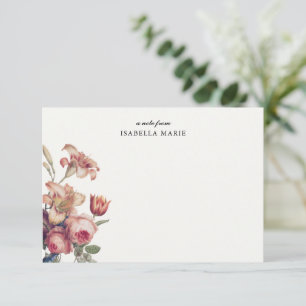 Carte De Correspondance Nom Floral Élégant Vintage