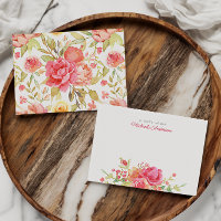 Nom floral & Fleurs aquarelles roses & Feuillage