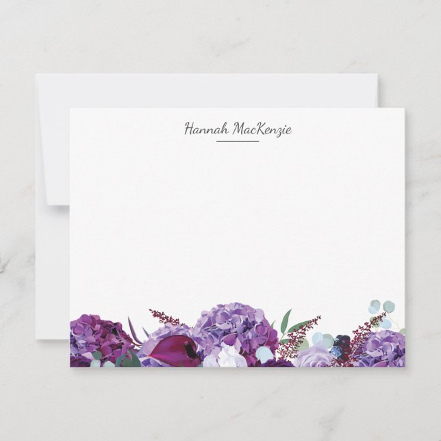 Carte De Correspondance Nom Floral Violet Moderne (Devant)