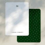 Carte De Correspondance Nom Initial Monogramme Arbres Pin Minimalistes Mod<br><div class="desc">Présentant une expérience de papeterie raffinée et distinctement personnalisée, ce design élégant est parfait pour ceux qui apprécient un style discret et une touche de charme inspiré par la nature. Le devant blanc, croquant et propre, présente votre initiale choisie dans une teinte verte forêt sophistiquée, dégageant un sentiment de calme...</div>