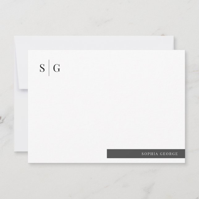Carte De Correspondance Nom initial simple Personnalisé (Devant)