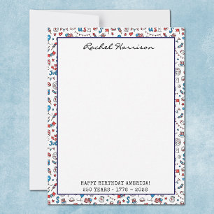 Carte De Correspondance Nom, Joyeux Anniversaire Amérique Patriotique Plat