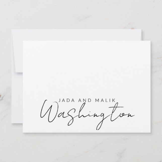 Carte De Correspondance Nom marié Mariage Script Monogramme (Devant)