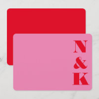 Nom minimaliste Gras Monogramme rose et rouge Mari