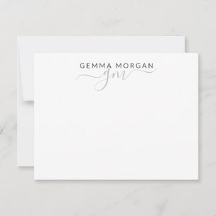 Carte De Correspondance Nom Minimaliste Simple Avec Script Chic Initial