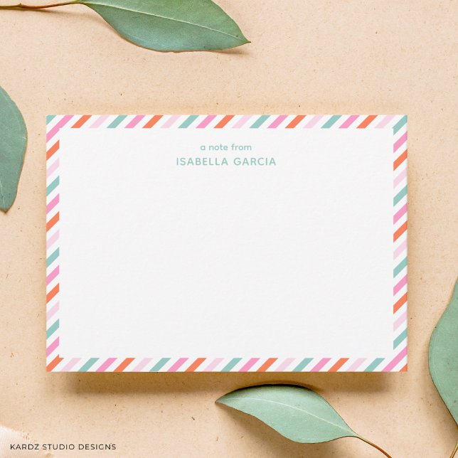 Carte De Correspondance Nom Moderne Mignon Coloré (Note card is shown in 3.5 x 2.5 inches. Choose paper and corner style.)