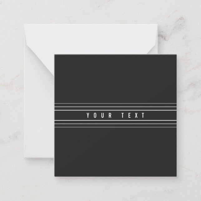 Carte De Correspondance Nom modifiable et bandes géométriques | Noir et bl (Devant)