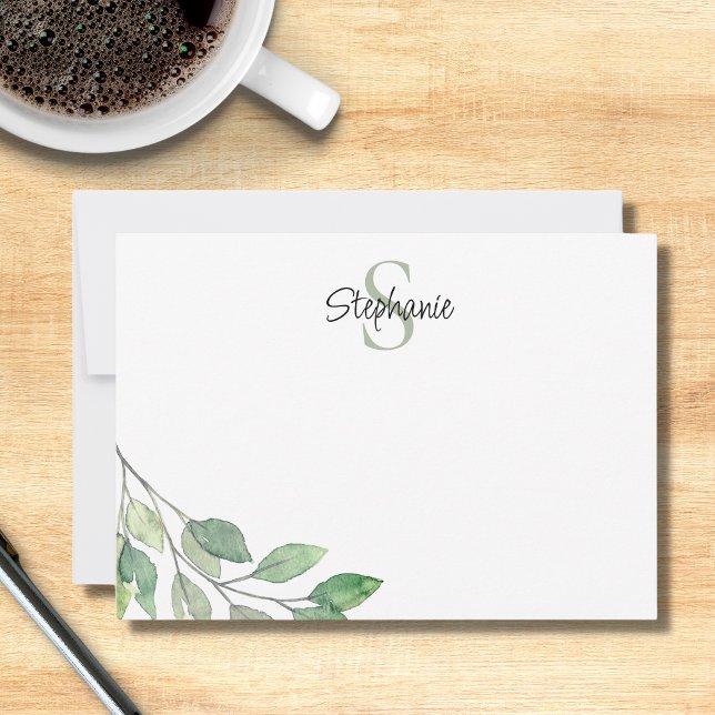 Carte De Correspondance Nom Monogram Green (Créateur téléchargé)