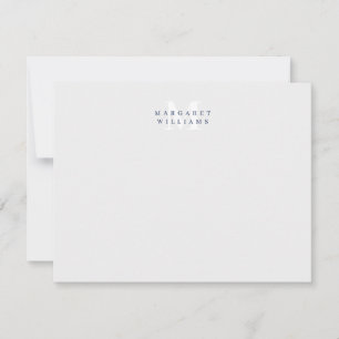 Carte De Correspondance Nom Monogramme de couleur personnalisée bleu marin